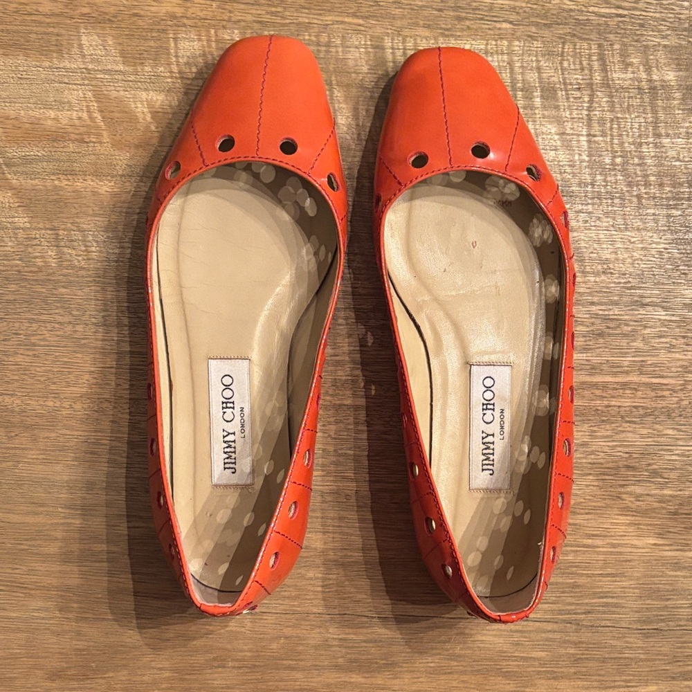 Jimmy Choo Vibrant Orange Flats